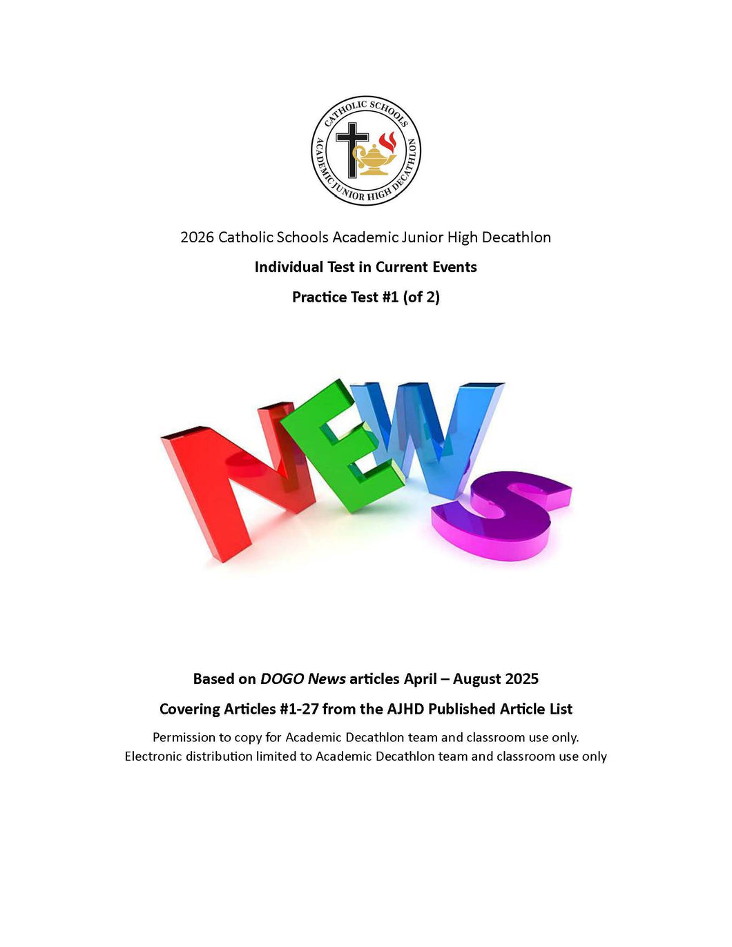 2026 AJHD Practice Test #1 - Individual Test - Current Events